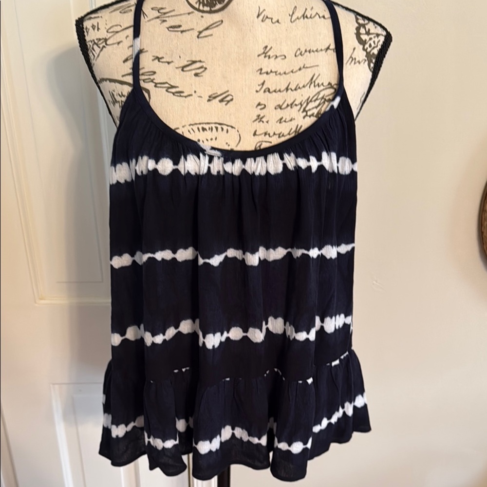Loft Tie Dye Navy and White Women's Flowy Top